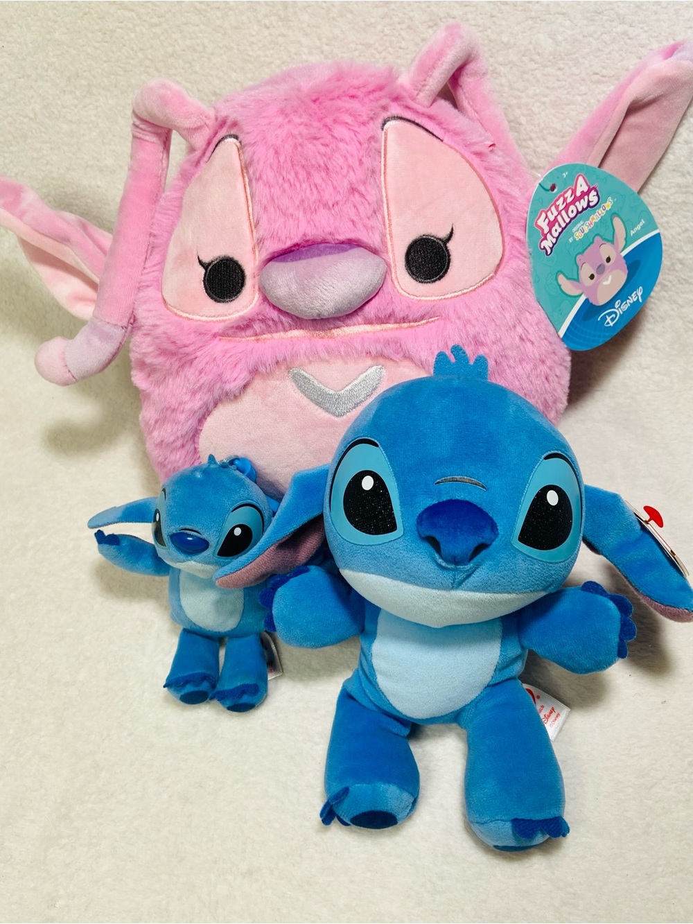 8” Disney TY Beanie Babies Stitch Plush + TY Clip Stitch + Angel Squishmallowsy